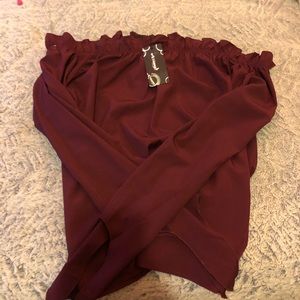 Maroon off shoulder blouse